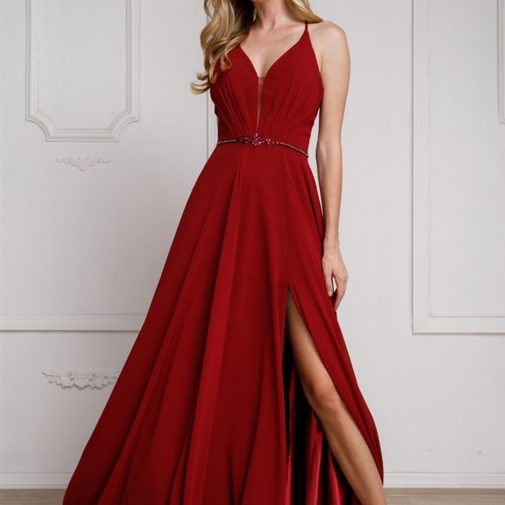 Illusion V-Neck A-Line Shape Prom Dress ACSU026